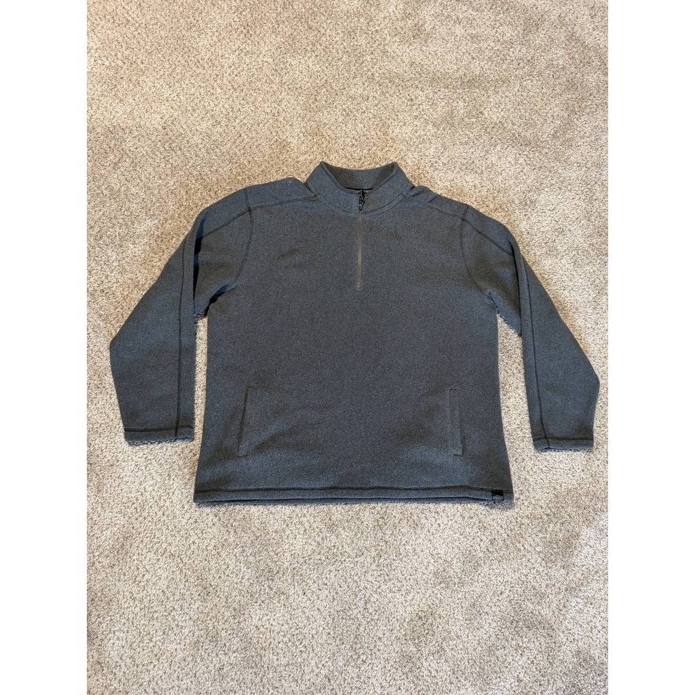 Harley Davidson Quarter Zip Sweater Mens XL Gray Spell Out Pullover Fleece Biker